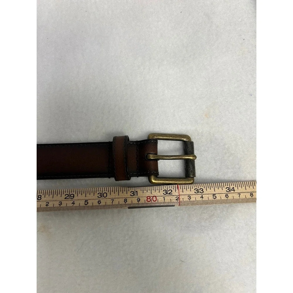Western Americana Levi's Mens M Brown Leather Ombre Logo Buckle Belt